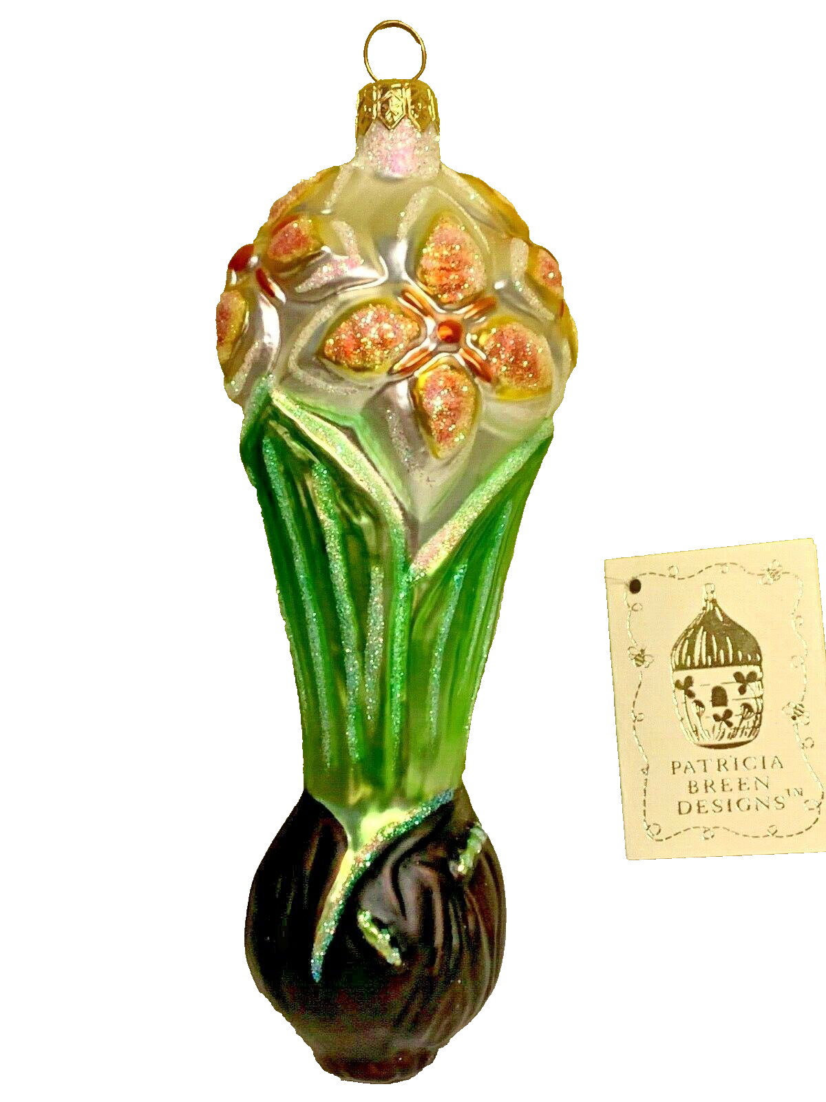 Patricia Breen Springtime Flower Orange Glass Ornament 1995 #9555 6.5