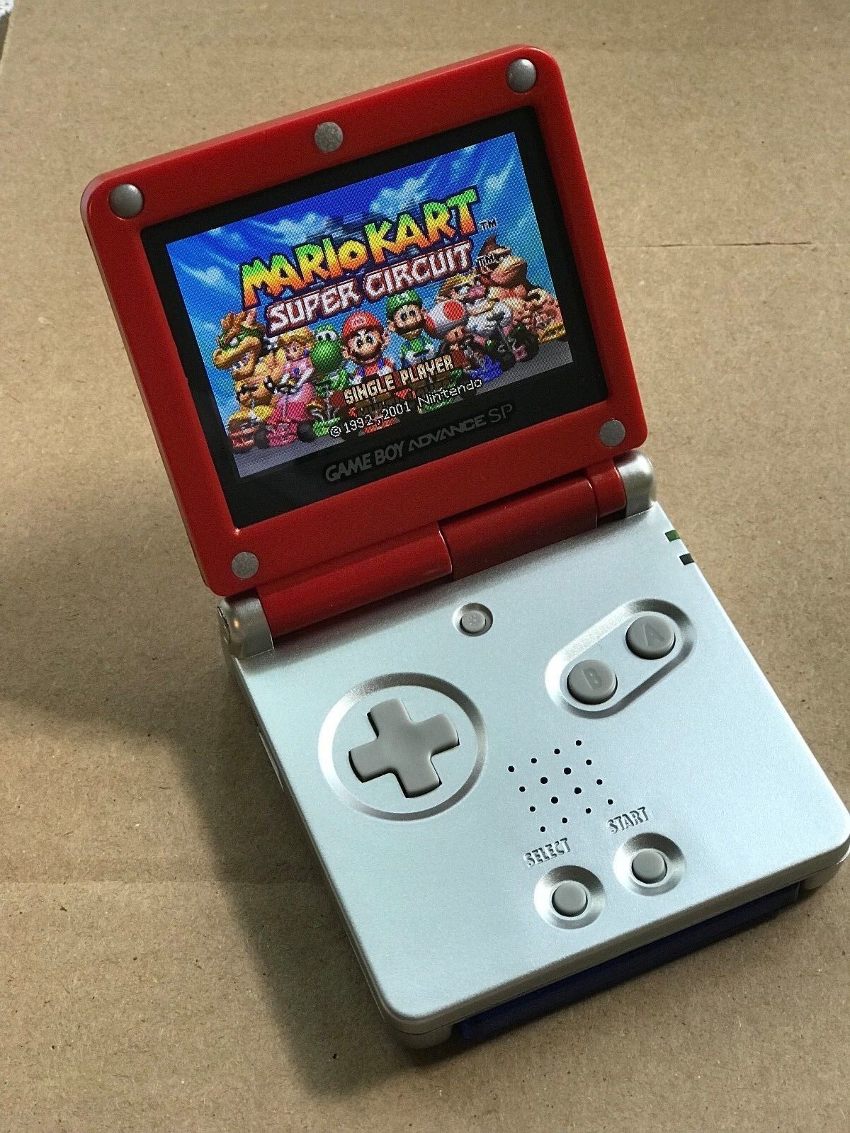 Nintendo Game Boy Advance GBA SP Mario Red Silver System Nintendo Game Boy Advance GBA SP Mario Red Silver System
