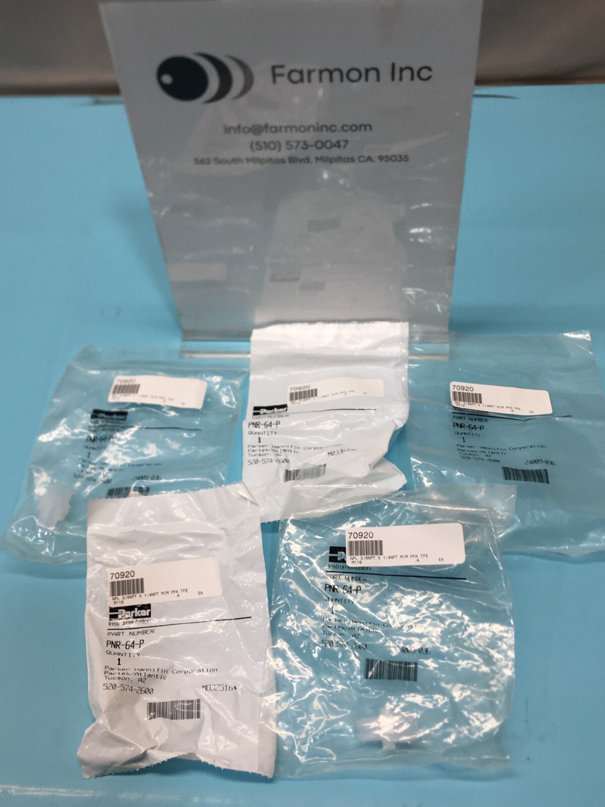 5 Parker PNR-64-P Threaded Pipe Fitting, Semitool 70920 NPL 3/8NPT X 1/4, 191612