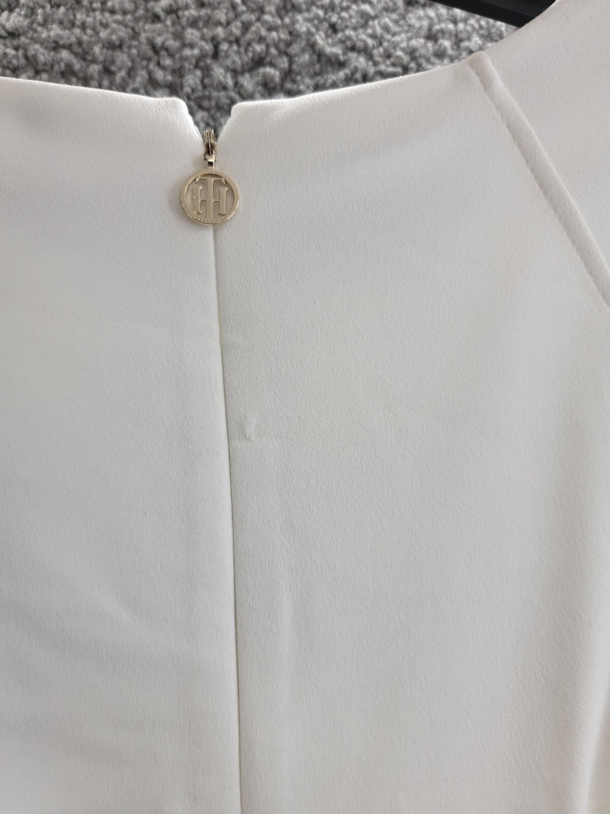 Tommy Hilfiger Keyhole-Neck Sheath Dress Women's 8 Cream/Black Zip Closure L/S - Picture 13 of 17