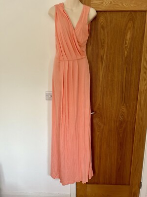 BNWT French Connection Size 10 Coral Pink Grecian Maxi Jersey Dress