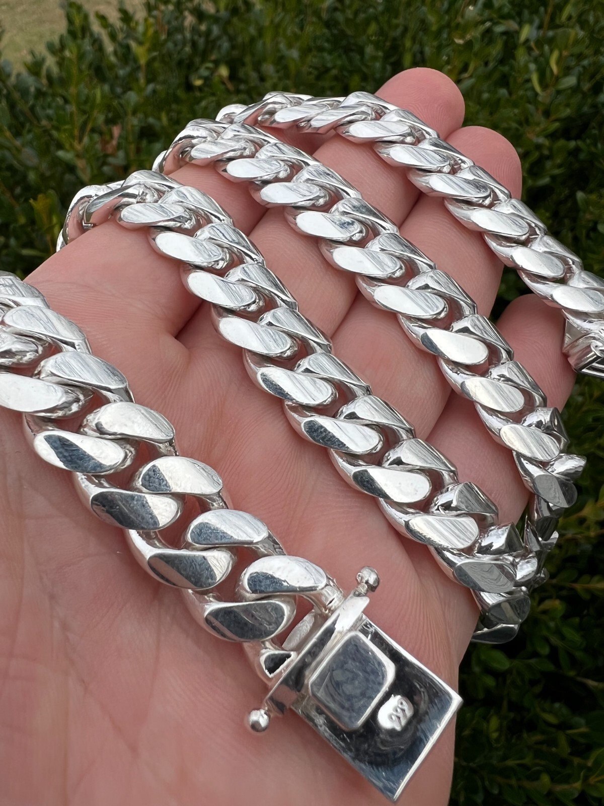 Pre-owned Silver Real Handmade Tight Link Miami Cuban Chain Bracelet Or Necklace In 999