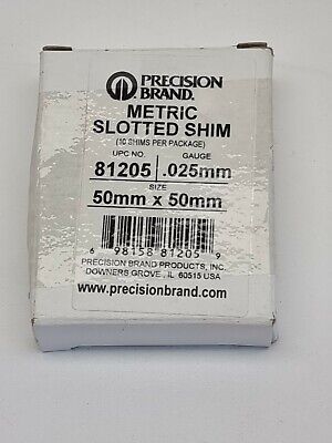 Precision Brand 81205 Metric Slotted Shim .025mm 50x50mm Pack of 10