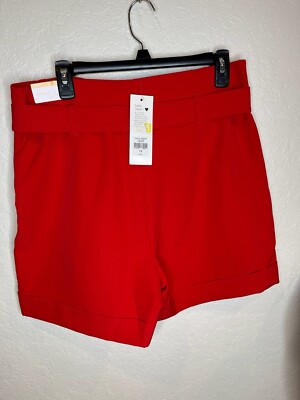 NWT NEW Cooper & Ella Shorts w/ belt Size 12 - Red - Polyester - 34 waist