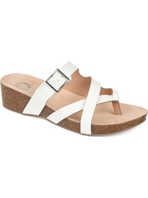 

JOURNEE COLLECTION Женские белые босоножки на танкетке с круглым носком Madrid 5,5, Белый, MADRID-SANDAL