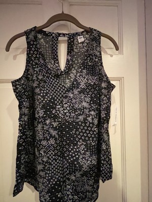 Old Navy womens rayon print sleeveless  top  size Medium black white 