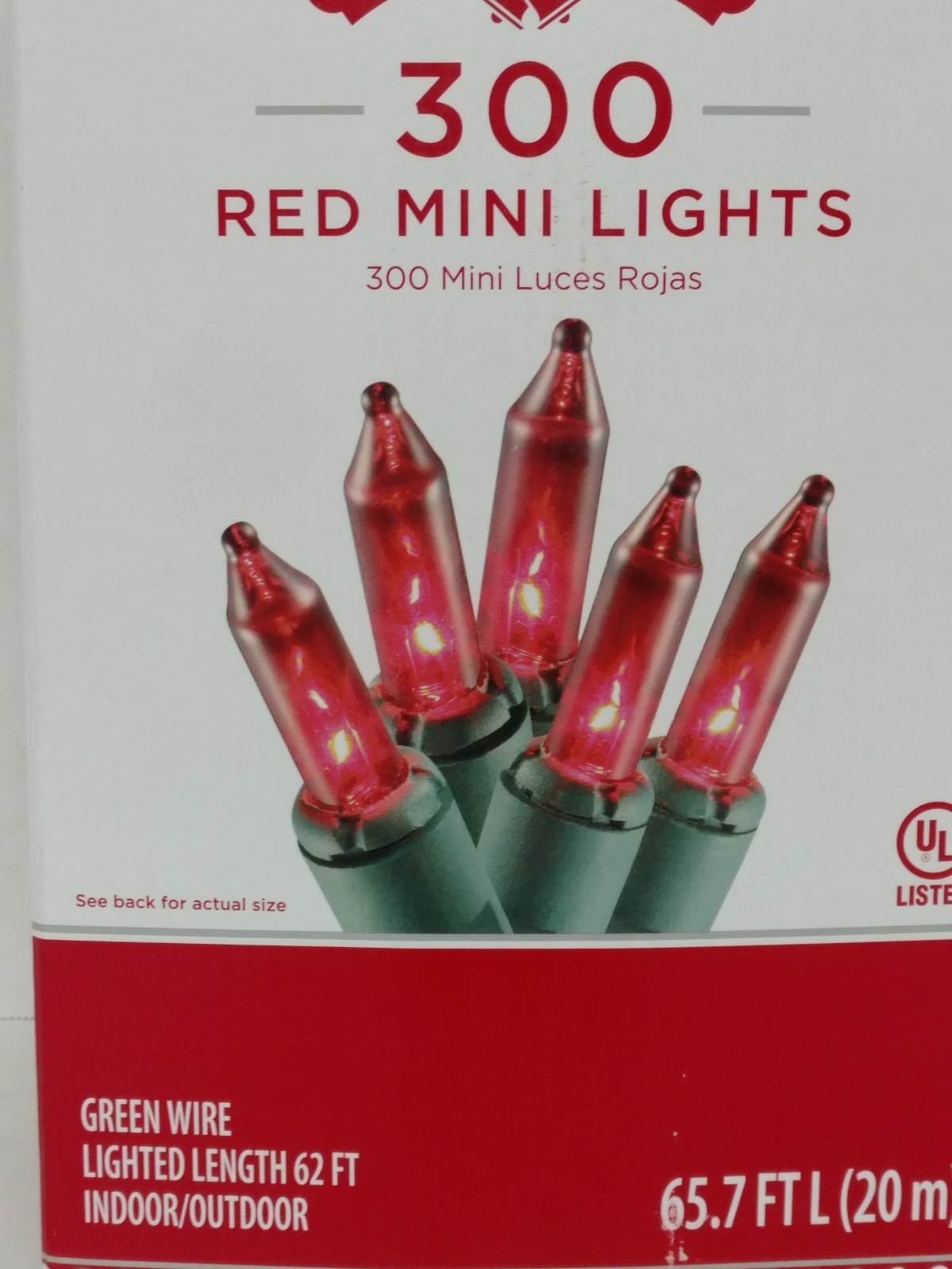 Holiday Time 300 Red Mini Lights Green Wire Indoor Outdoor Any Occasion 62Ft Lit