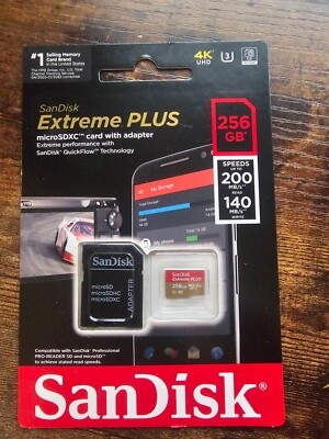 SanDisk Extreme 256GB UHS-I U3 microSDXC Memory Card with SD Adapter