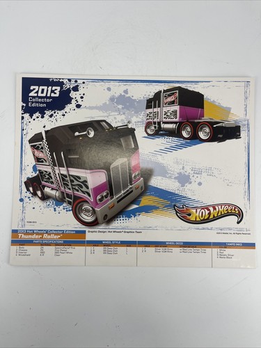 2013 Collectors Edition Hotwheels Thunder Roller Redline Ad 8”1/2 x 10”3/4 HTF
