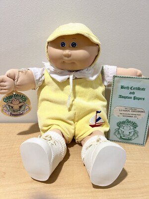 LYNDON THEODORE Cabbage Patch Kids PREEMIE HM1 OK Bald Boy RARE Brown Signature