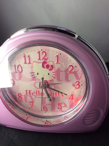 Vintage Hello Kitty Clock 2008 Sanrio Ltd Light Up Snooze Tested + Small Heart N