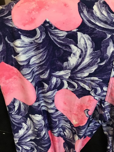 NWT LuLaRoe Happy Hearts Leggings - Purple with Pink Hearts