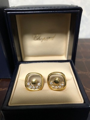 Authentic Chopard Happy Diamond Cufflinks 18k Gold With Original BOX Preowned