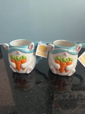 Sunshine And Maine A Pair Of Brand New Novelty Rabbits Eating Carrots Mugs