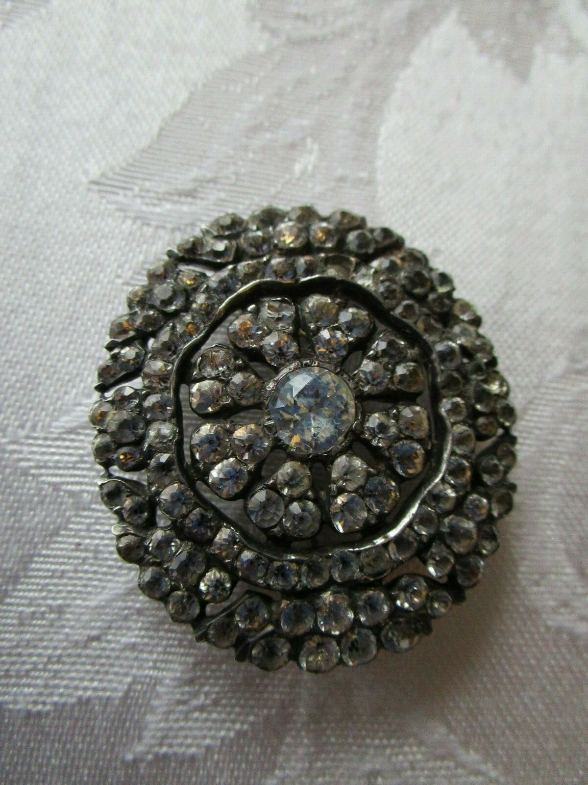 Antique Sterling Portuguese Georgian Black Dot Paste Pendant Brooch