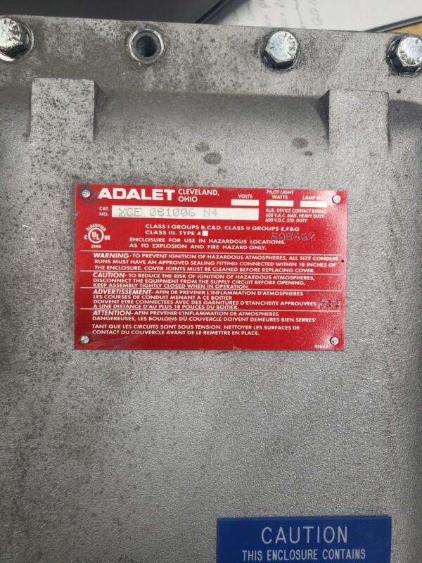Used Adalet XCE 081006 N4 explosion Proof Control Enclosure