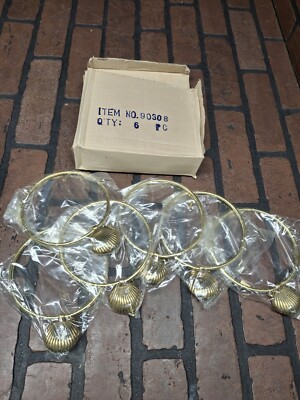 6 Vintage Brass Clam Seashell Towel Holder