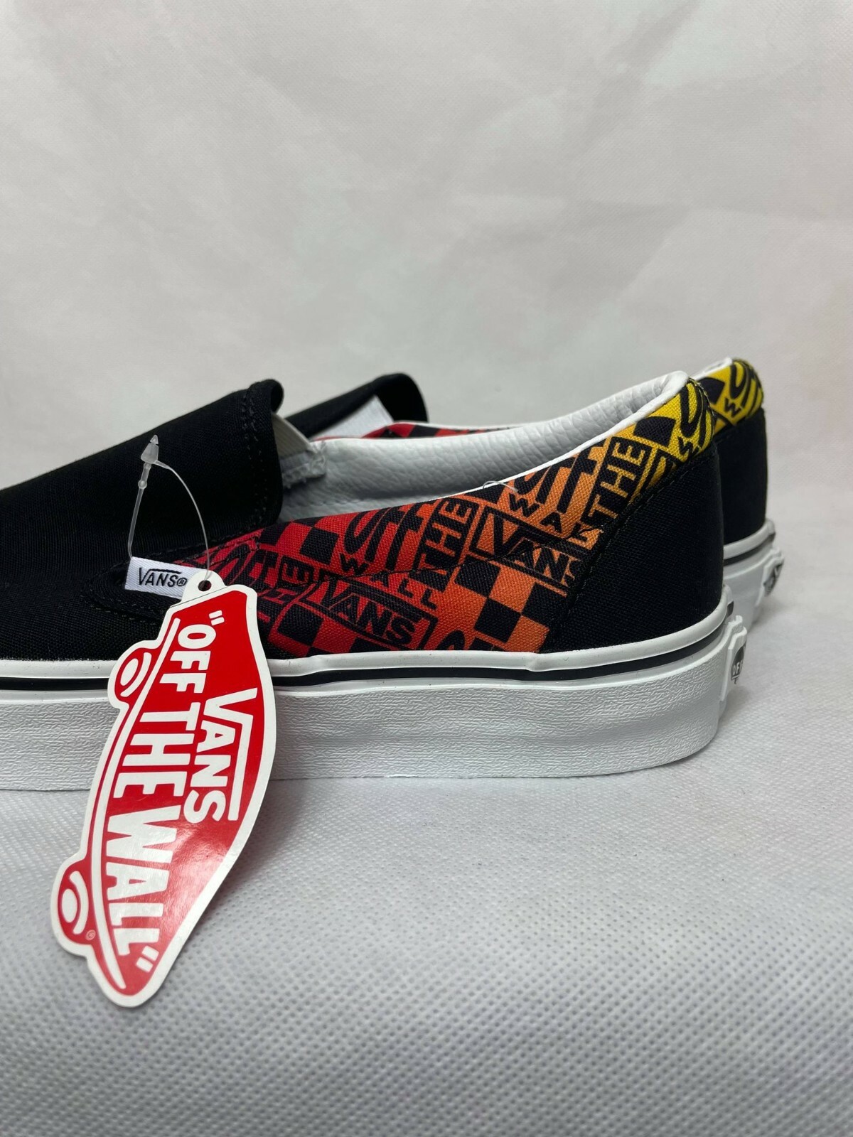 vans slip ons red flames