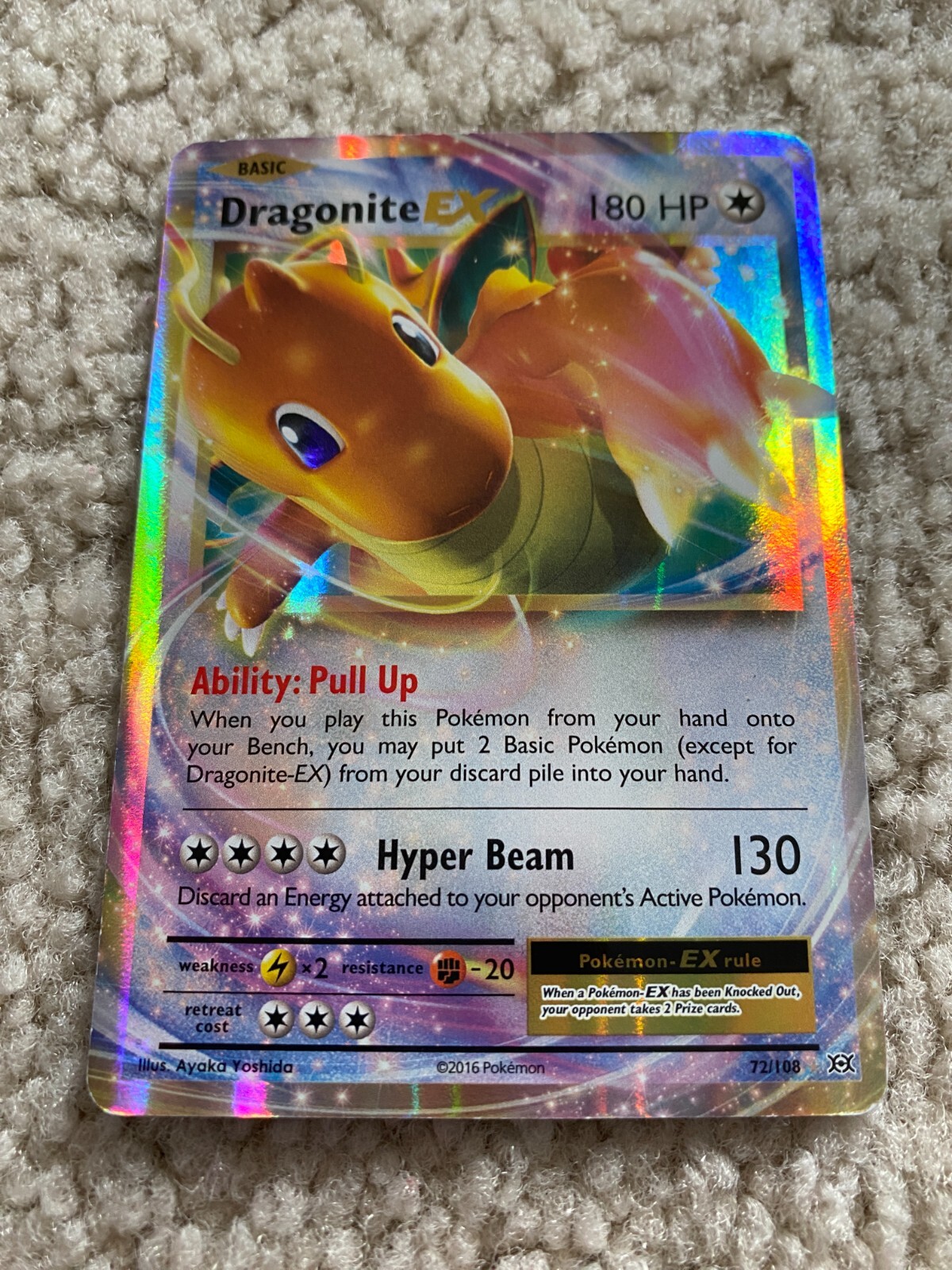 ULTRA RARE Dragonite EX 72/108 Pokemon XY Evolutions Holo