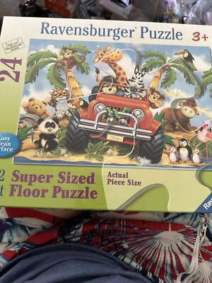 Ravensburger for Kids 3'x2' Super-Sized Floor Puz ''4-Wheeling'' animals Mint