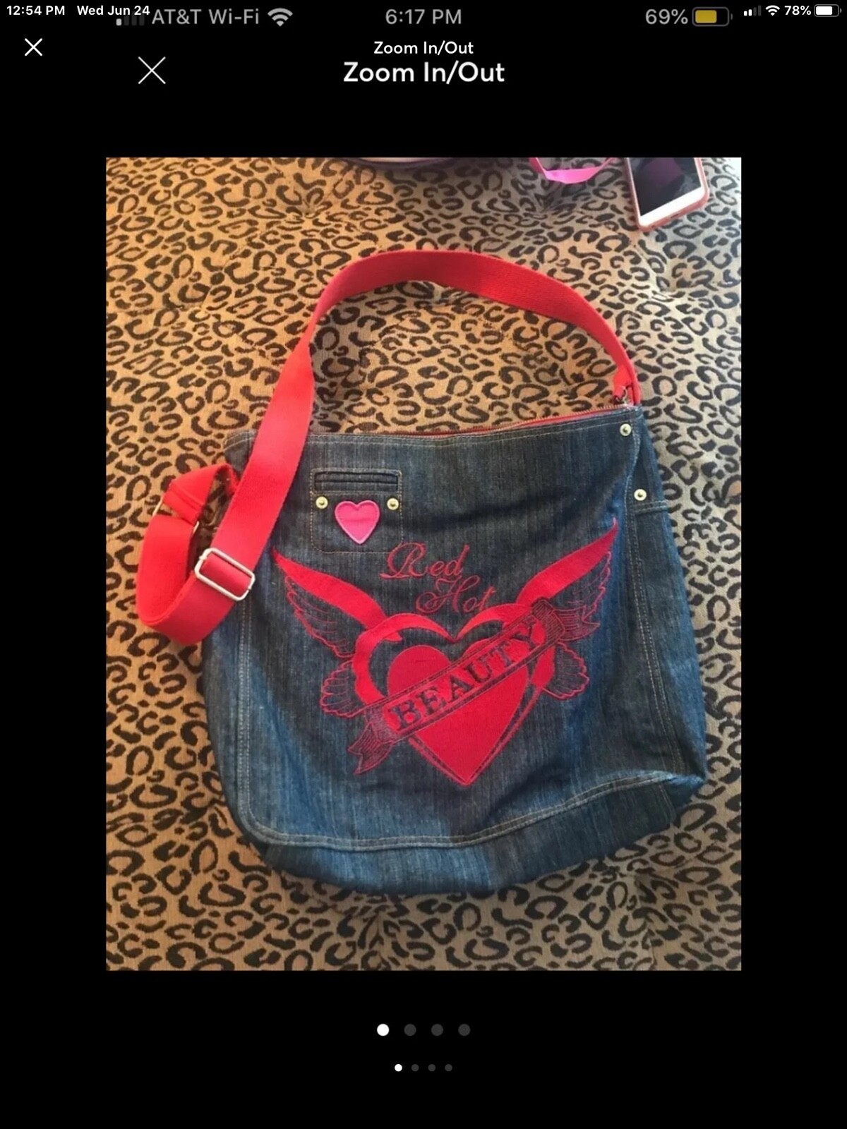 bath and body works tote bag jean material with Red heart | eBay