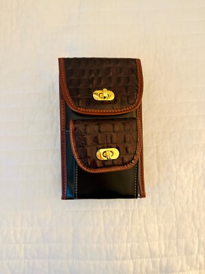 Willow Brook Leather Purse (black body, dark brown accents, gold hardwear)