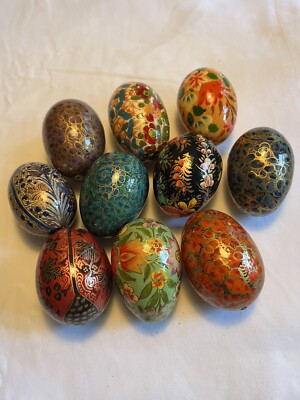 Kashmir Art Paper hand painted Flower Egg Shape For Easter, Decor $9.99 each