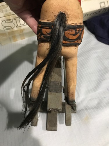 Antique Carved Wooden Glider Rocking Horse, Real Horse Hair & Painted Saddle!