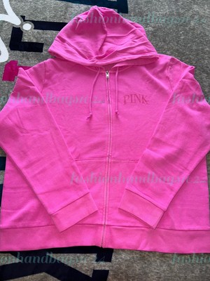 NEW Victoria's Secret PINK Everyday Lounge Full Zip Hoodie LARGE L VS Pink Berry