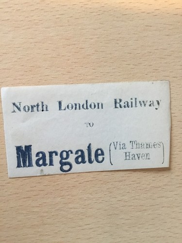 Luggage. Label,       N, L, R,   (. To.  Margate. Via. Thames Haven,  )