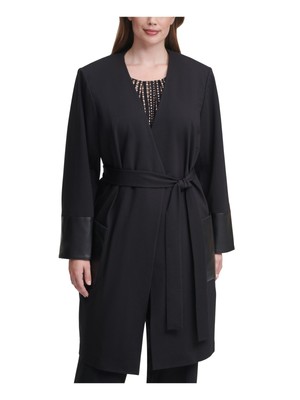 

CALVIN KLEIN Женская черная куртка из искусственной кожи с карманами и поясом Plus, Черный, X09JX12A