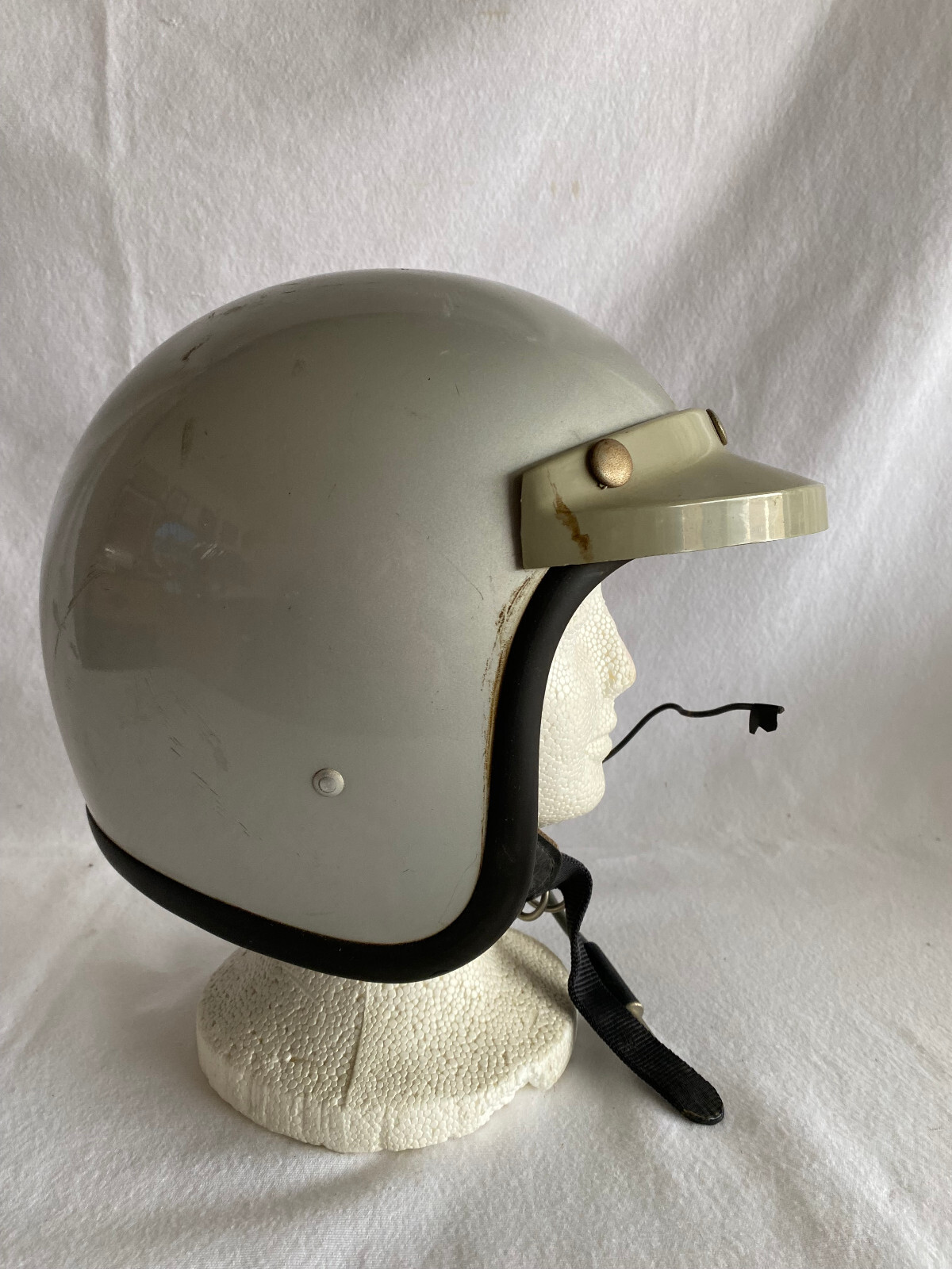 Vintage 1970's Bell Super Magnum Silver Helmet Size 7-1/2