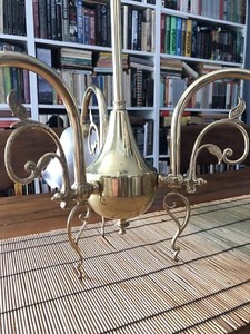 Victorian Reproduction 3 Arm Brass Pendant Light In Gc Ceiling