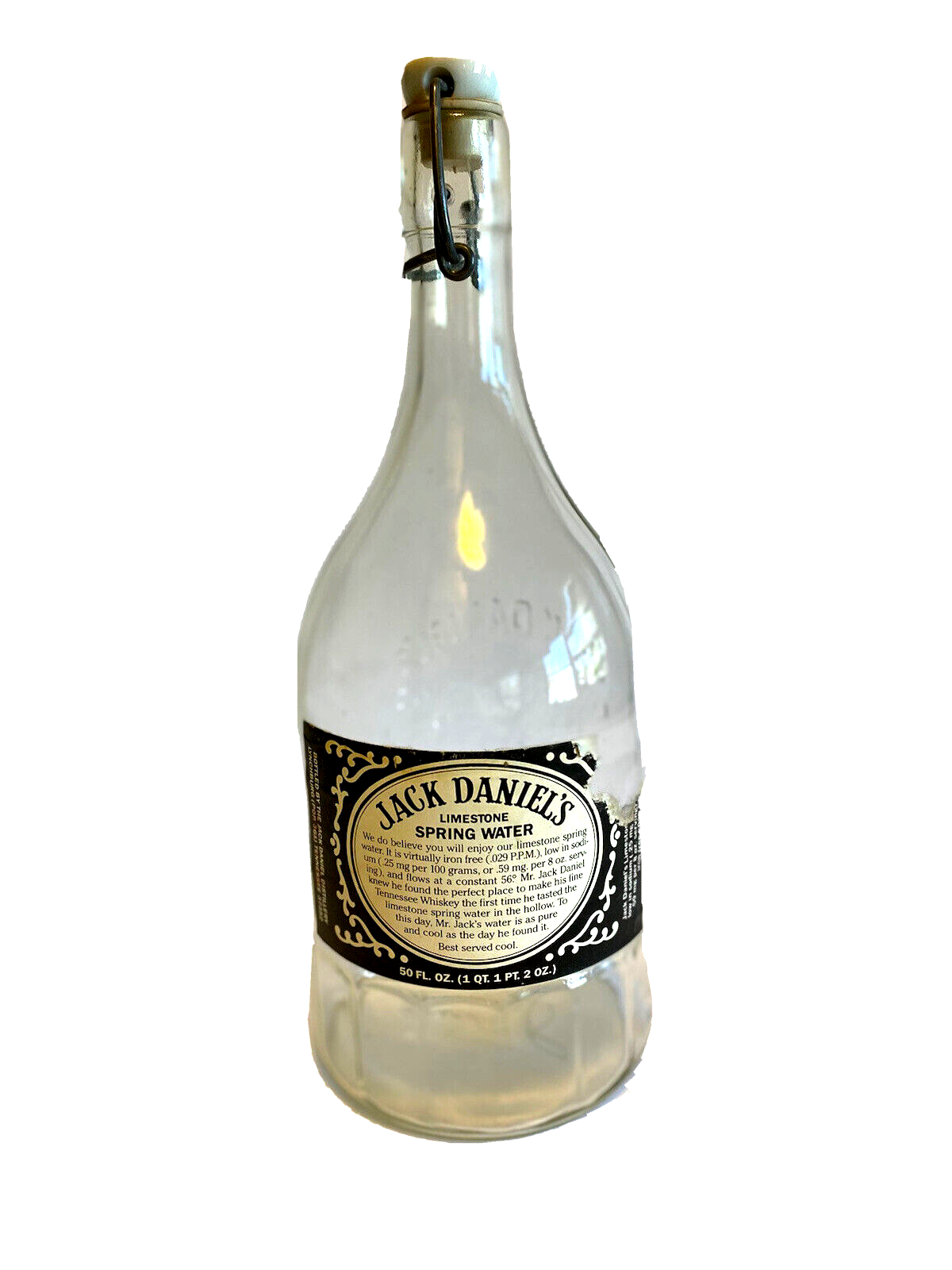 Jack Daniels 1982 Limestone Spring Water Clear Glass Empty Bottle with Stopper