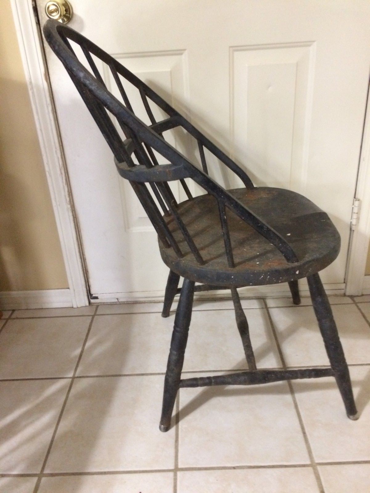 2 Antique Metal Banker's Vault Windsor Chairs 1930's Rare!!!