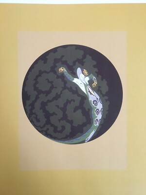 Erte La Jalousie vintage book plate print double matted 
