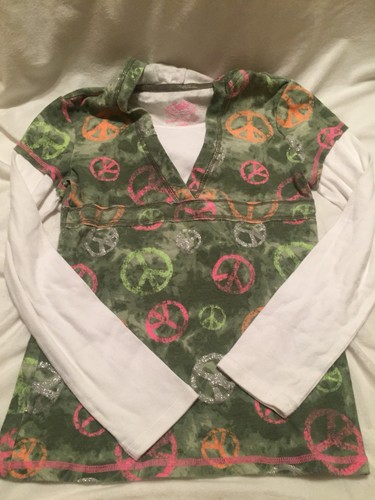 Justice Girls Peace Hooded Long Sleeve Shirt 14& Abercrombie Tan Slim Jeans 14