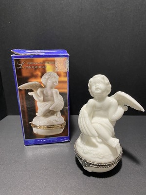 Vintage Porcelain Glazed Cherub Trinket Box - China