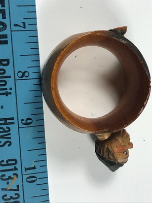 Lovely Wooden Hand-Carved Painted ANRI Italy Jolly Man Napkin Ring