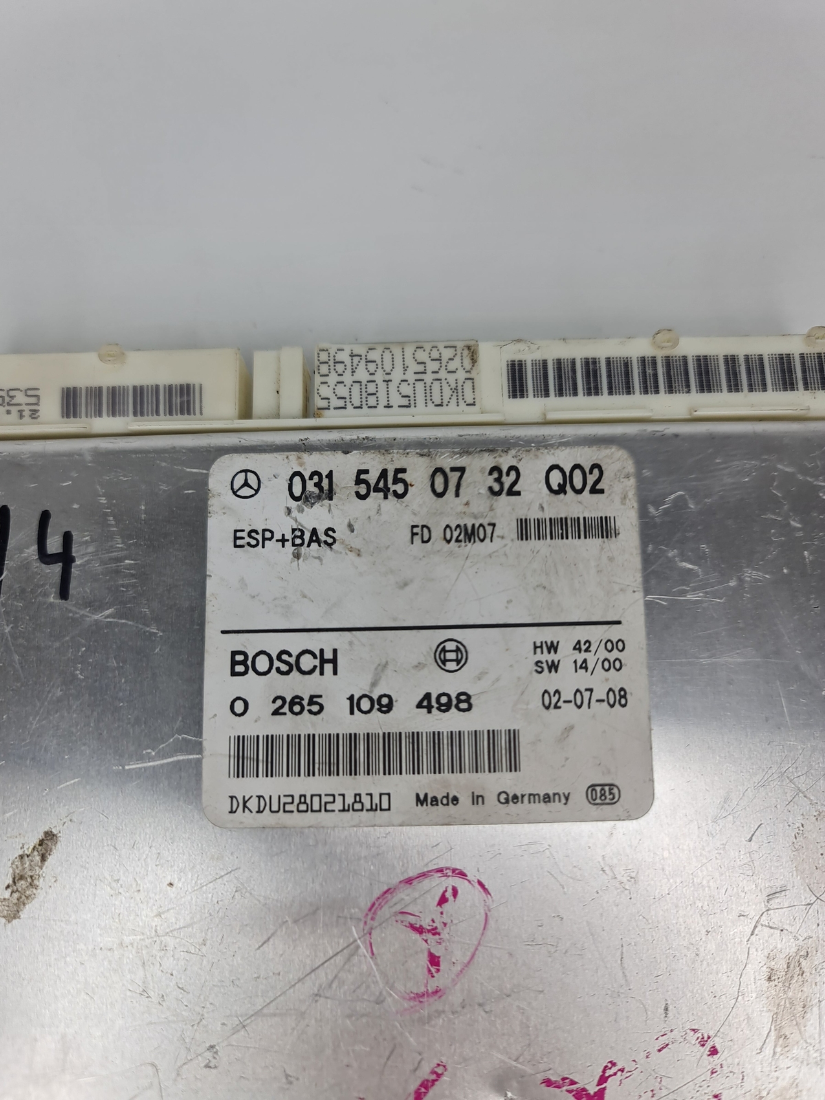 0 Unknown ESP+BAS CONTROL UNIT ECU 0315450732 Q02 / 0265109498 image 4