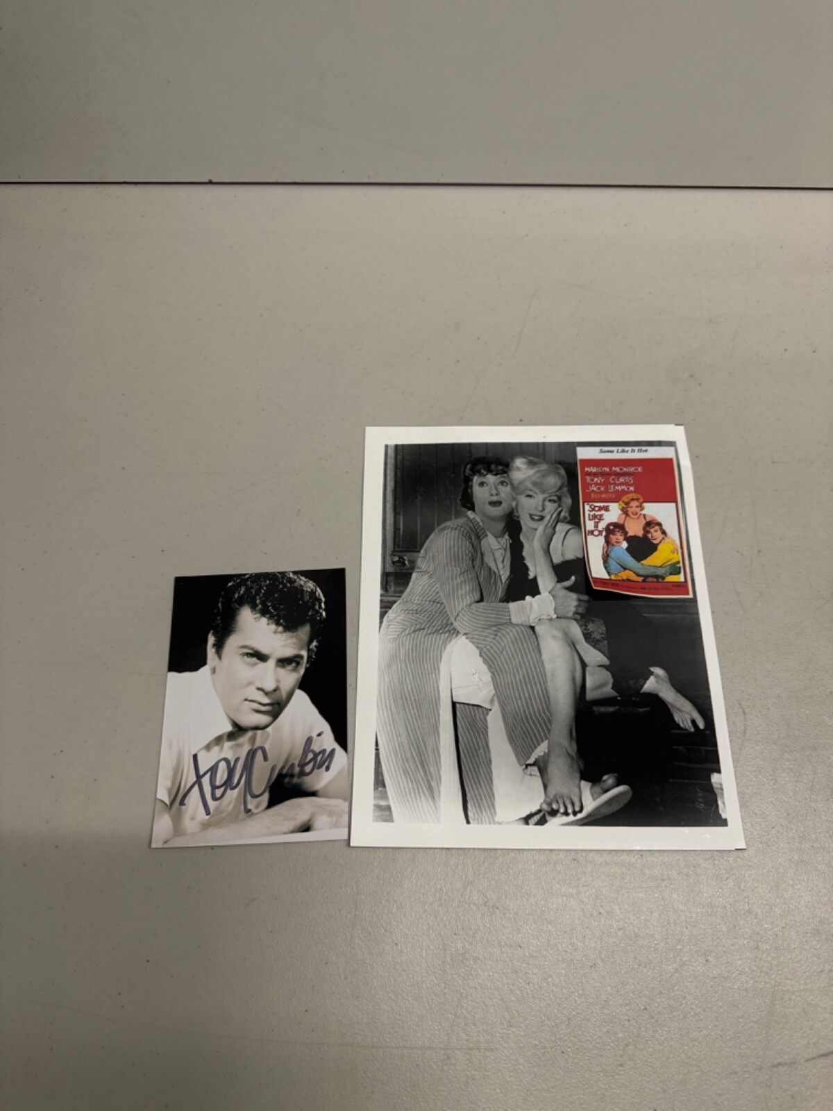 Tony Curtis signed photo 4" X 6" & 8 X 10 Photo with Marilyn Monroe
