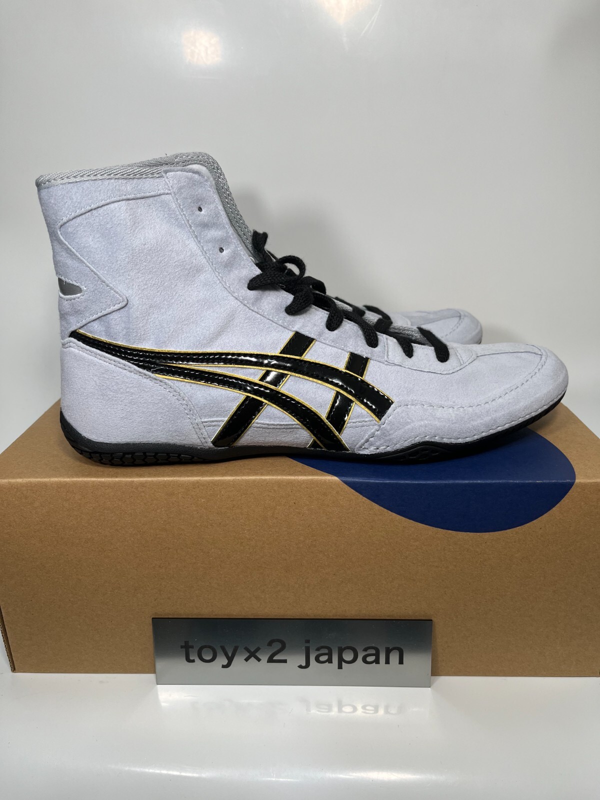 Pre-owned Asics 1083a001  Wrestling Shoes Silver Gray×black×gold Ex-eo Successor Us7.5-11.5