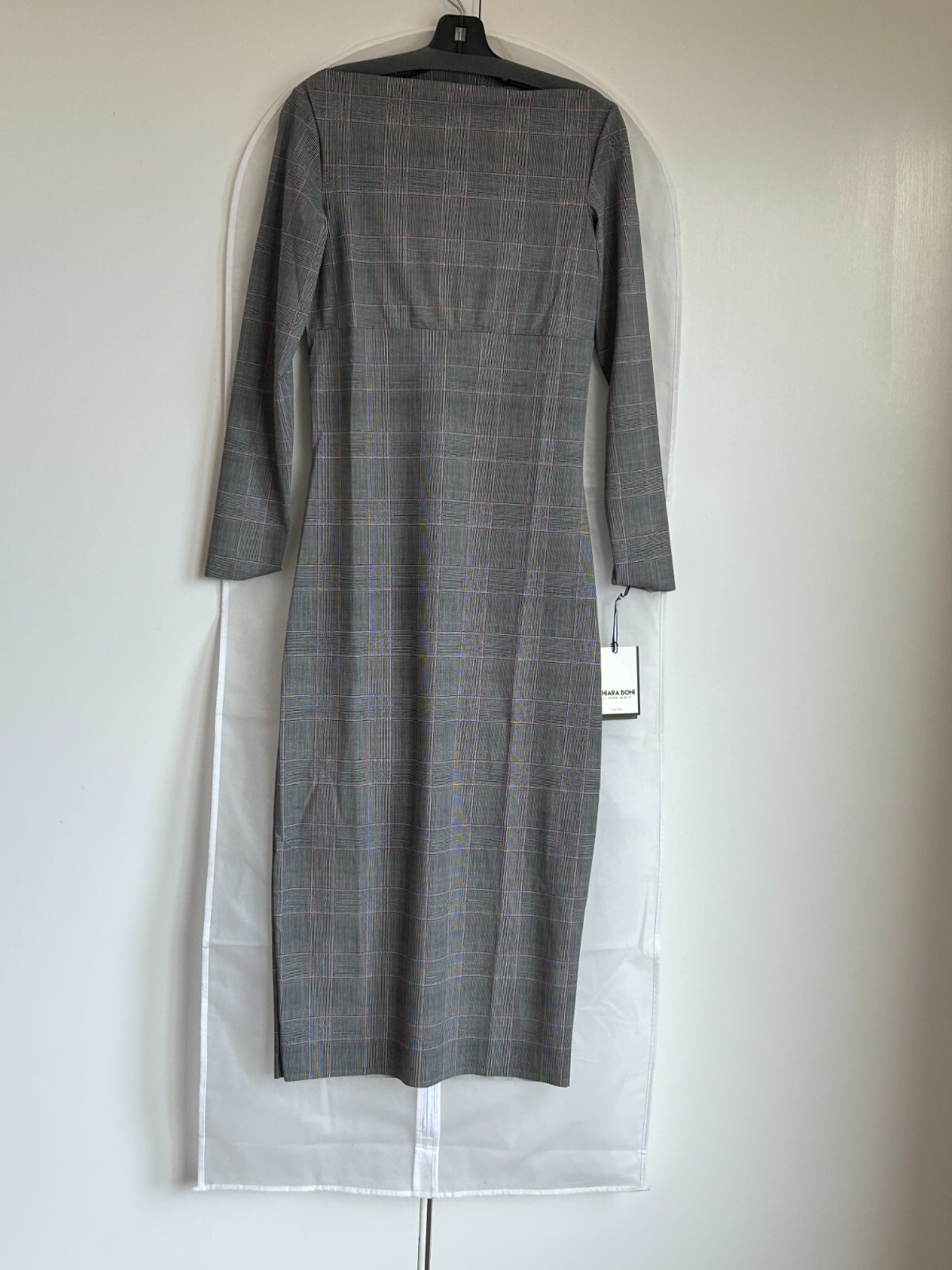 Pre-owned Chiara Boni Coschita Plaid Dress 8u.s./44it-lightweight Summer Fabric In Gray, Multi