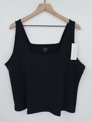 New Cozy Earth Womens Ultra-Soft Bamboo Stretch Knit Tank Top Size XXL 2XL Black