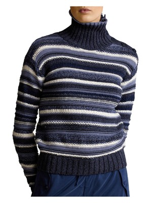 

POLO RALPH LAUREN Женский темно-синий вязаный свитер с высоким воротником и длинными рукавами, размер, Navy