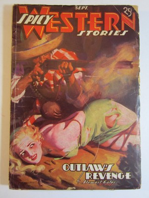 Spicy Western Stories Pulp v. 2 #5, Sept 1937  GD/VG  H.J. Ward Cover!