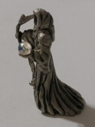 Vintage Pewter Sunglo Designs 1991 Designer Series Grim Reaper Crystal Ball