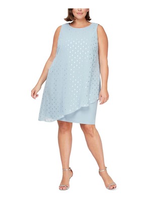 

SLNY Womens Aqua Асимметричное платье-футляр без рукавов выше колена