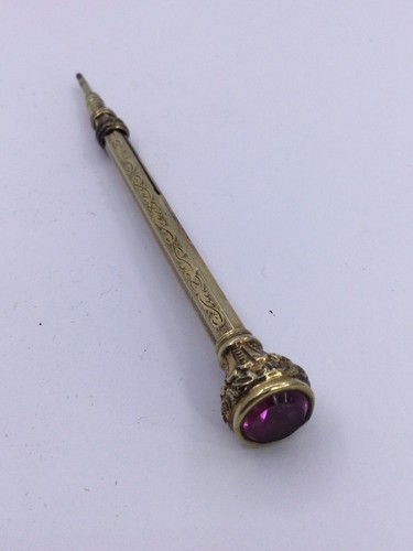 VICTORIAN G.F. MECHANICAL PENCIL - PURPLE STONE ONTOP FANCY