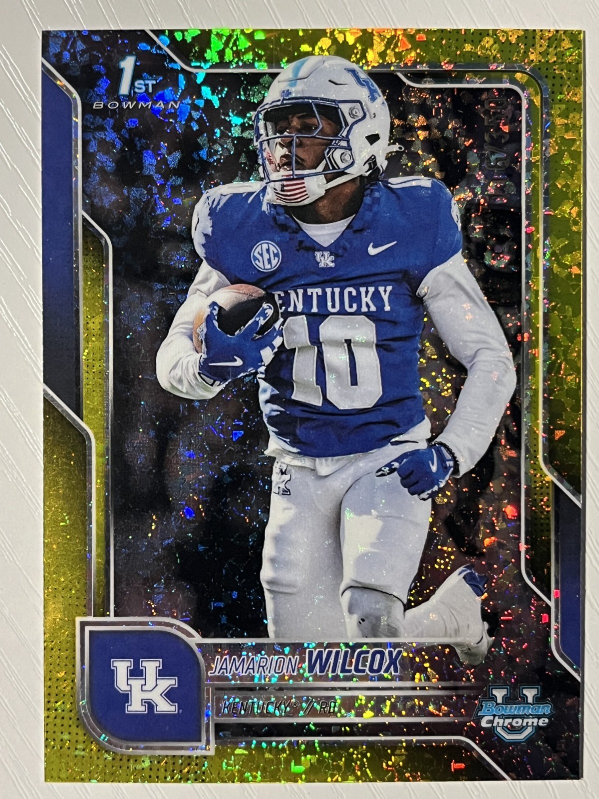 Jamarion Wilcox 2025 Bowman University Chrome Yellow Mini Diamond Refractor /350